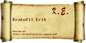 Kratofil Erik névjegykártya